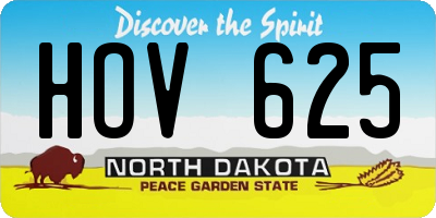 ND license plate HOV625