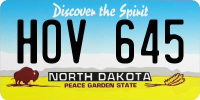 ND license plate HOV645