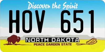 ND license plate HOV651