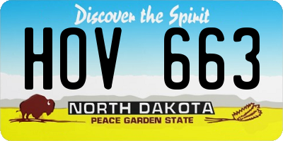 ND license plate HOV663