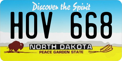 ND license plate HOV668
