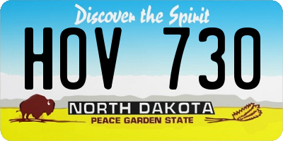ND license plate HOV730