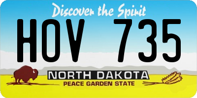 ND license plate HOV735