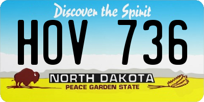 ND license plate HOV736