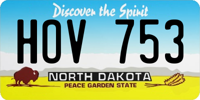 ND license plate HOV753