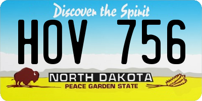 ND license plate HOV756
