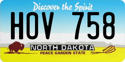 ND license plate HOV758