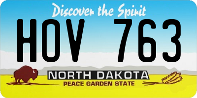 ND license plate HOV763