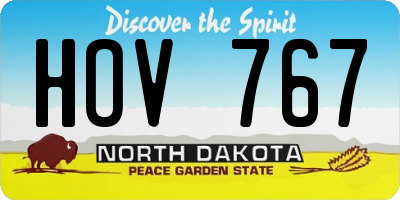 ND license plate HOV767