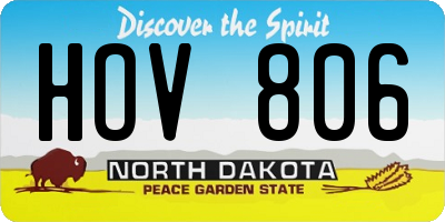ND license plate HOV806
