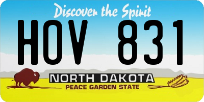 ND license plate HOV831