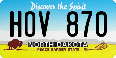 ND license plate HOV870