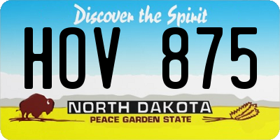 ND license plate HOV875