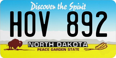 ND license plate HOV892