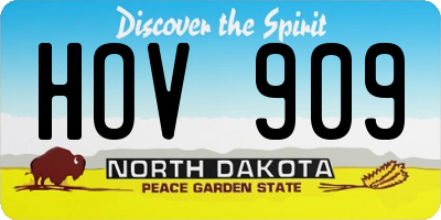 ND license plate HOV909
