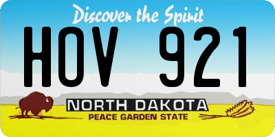 ND license plate HOV921