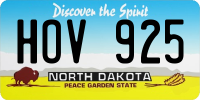 ND license plate HOV925