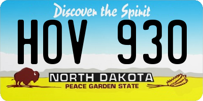 ND license plate HOV930