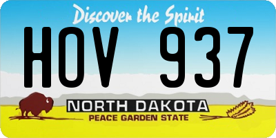 ND license plate HOV937