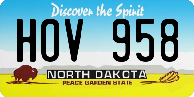 ND license plate HOV958