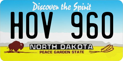 ND license plate HOV960