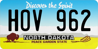 ND license plate HOV962