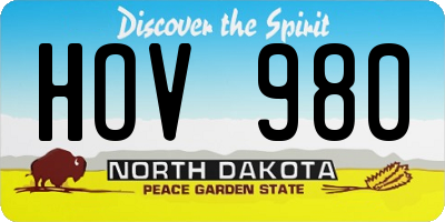 ND license plate HOV980