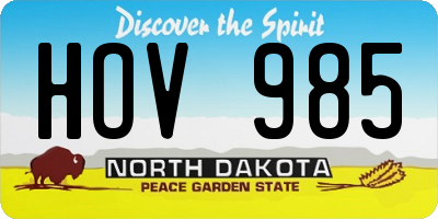 ND license plate HOV985
