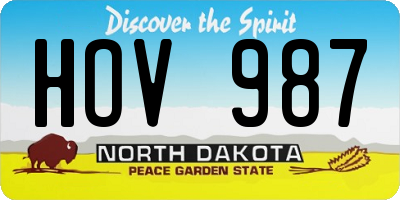 ND license plate HOV987