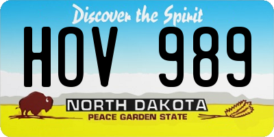 ND license plate HOV989