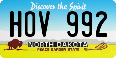 ND license plate HOV992