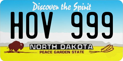 ND license plate HOV999