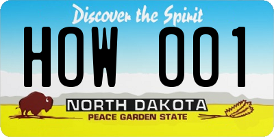ND license plate HOW001