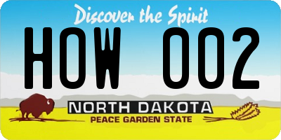 ND license plate HOW002