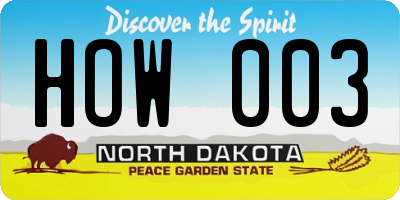 ND license plate HOW003