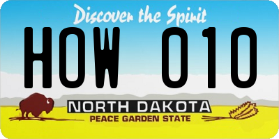 ND license plate HOW010