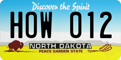 ND license plate HOW012