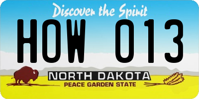 ND license plate HOW013