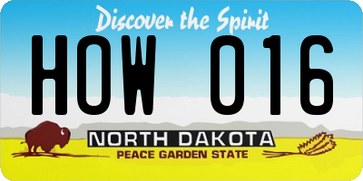 ND license plate HOW016