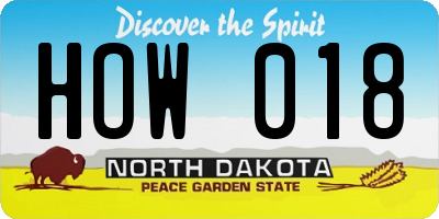 ND license plate HOW018
