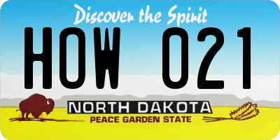ND license plate HOW021
