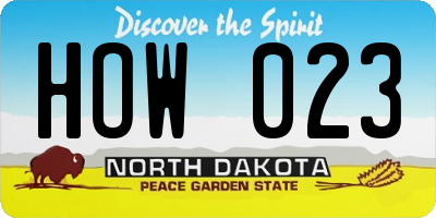 ND license plate HOW023