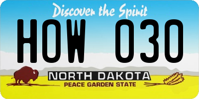 ND license plate HOW030