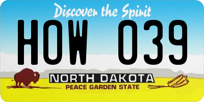 ND license plate HOW039