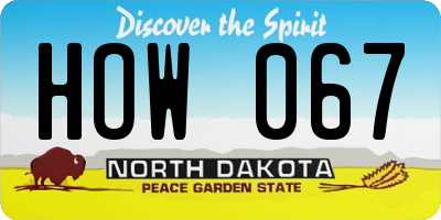 ND license plate HOW067
