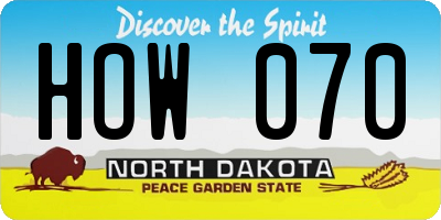 ND license plate HOW070