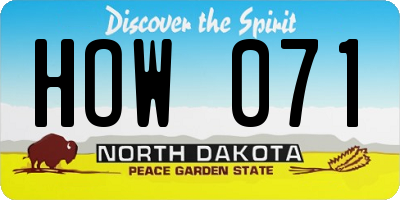ND license plate HOW071