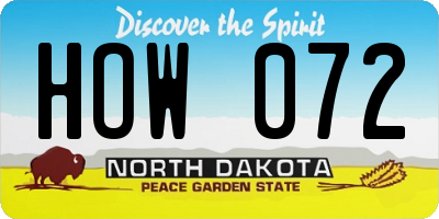 ND license plate HOW072