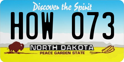 ND license plate HOW073