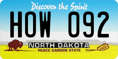ND license plate HOW092